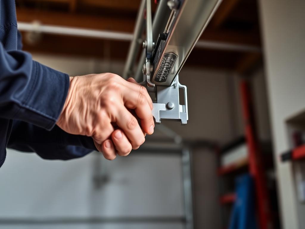 Professional garage door technician performing expert repair service